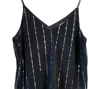 Brand New Spaghetti Strap Sleeveless Black Mirror Blouse Size L